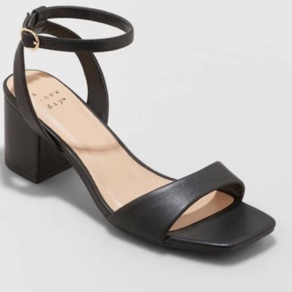 A new day Sonora ankle strap block heels in black. NWOT size 7